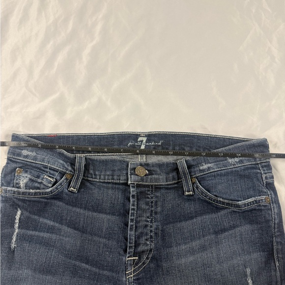 7 For All Mankind Denim Bermuda Shorts 28 Distressed Raw Hem USA Made - Picture 8 of 10